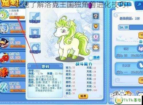 洛克王国独角兽进化,洛克王国:独角兽进化指南