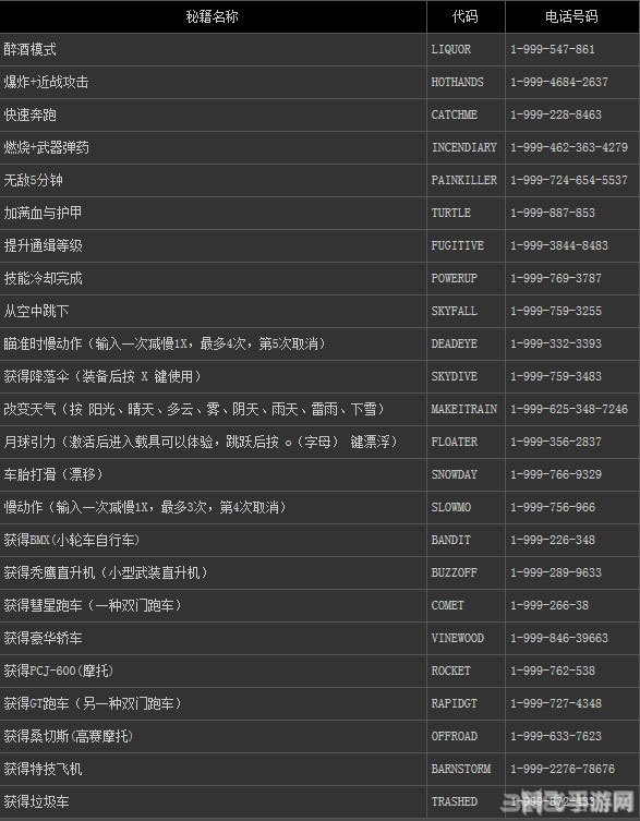 侠盗飞车密码揭秘与游戏攻略